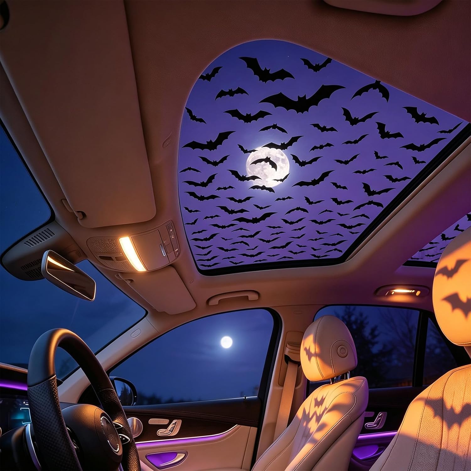 Spider Web Halloween Decoration - ملصقات سقف السيارة لعيد الهالوين بتصميم