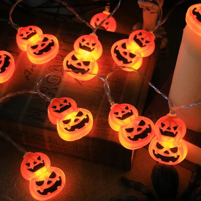 Halloween Led String Lights Orange - أضواء زينة على شكل قرع للهالوين