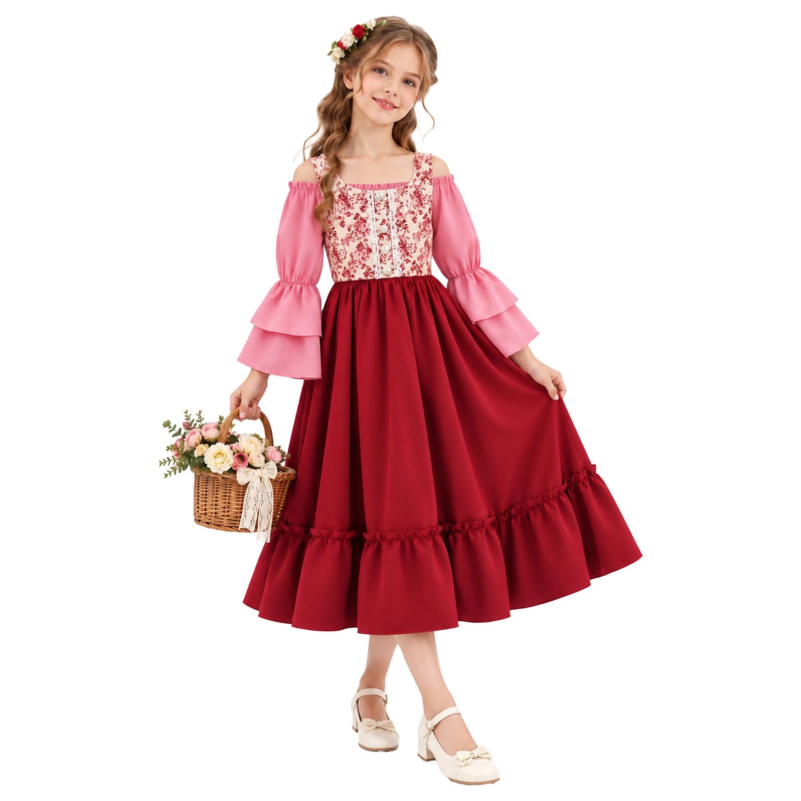 Halloween Costume Kids - فستان أطفال بناتي بتصميم عصر النهضة