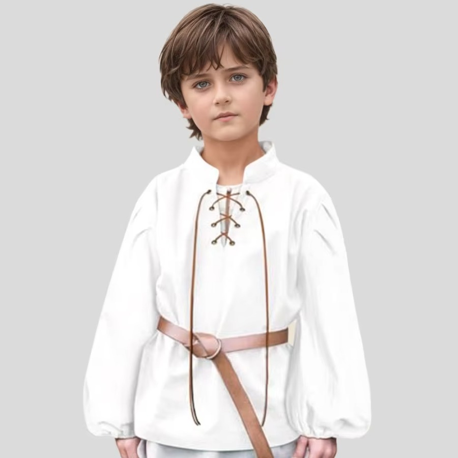 Halloween Costume Kids - قميص قراصنة العصور الوسطى للأولاد، قميص