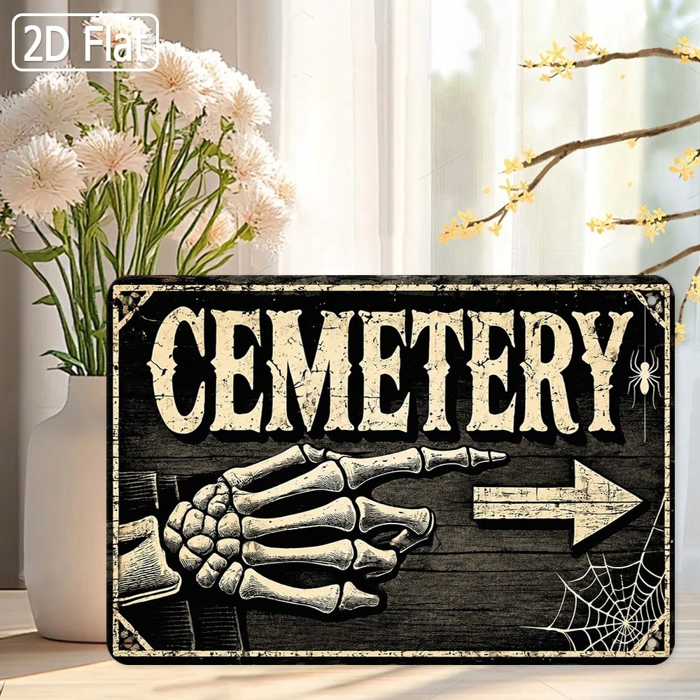 Halloween Skeleton Decoration - لوحة معدنية مسطحة ثنائية الأبعاد -