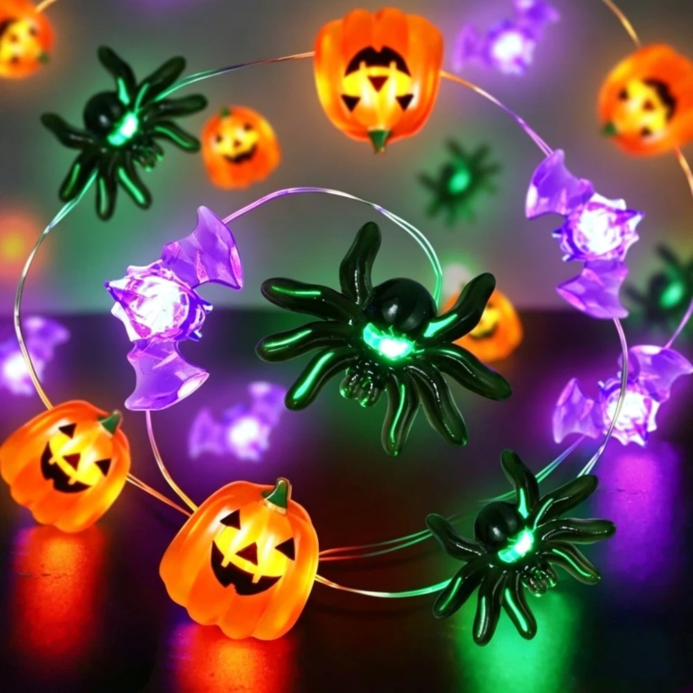 Halloween Pumpkin Decor Led - أضواء حفلات الهالوين تعمل بالبطارية، سلسلة