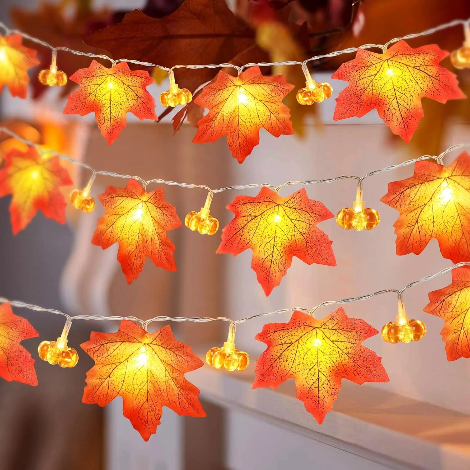 أضواء زينة على شكل قرع الهالوي - مراجعة Halloween Led String Lights Orange وسعره
