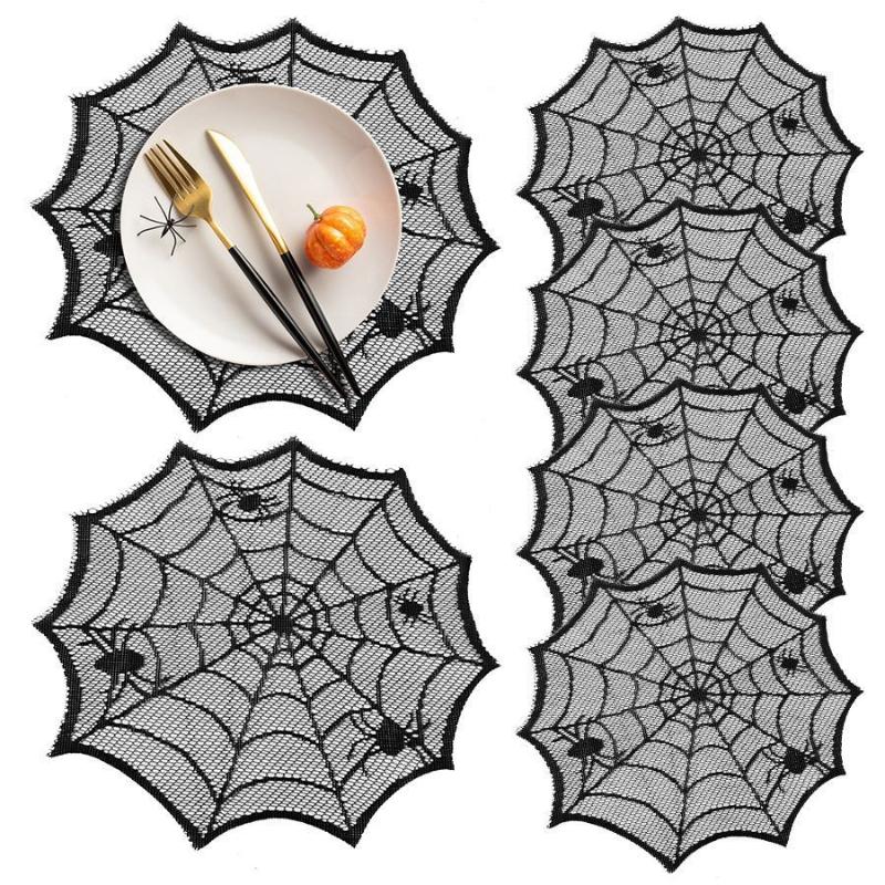 قطعتان/أربع قطع من مفارش الطاو - مراجعة Spider Web Halloween Decoration وسعره
