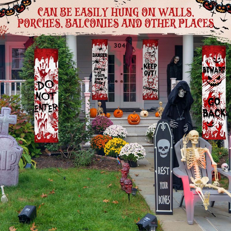 غطاء باب الشرفة من فيكاما لعيد - مراجعة Halloween Skeleton Decoration وسعره