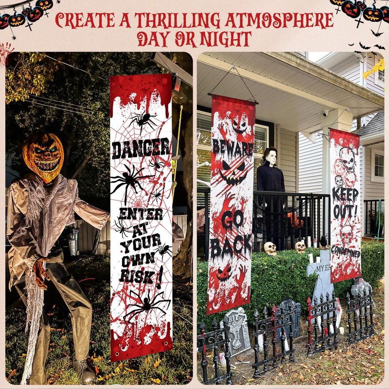 غطاء باب الشرفة من فيكاما لعيد - مراجعة Halloween Skeleton Decoration وسعره