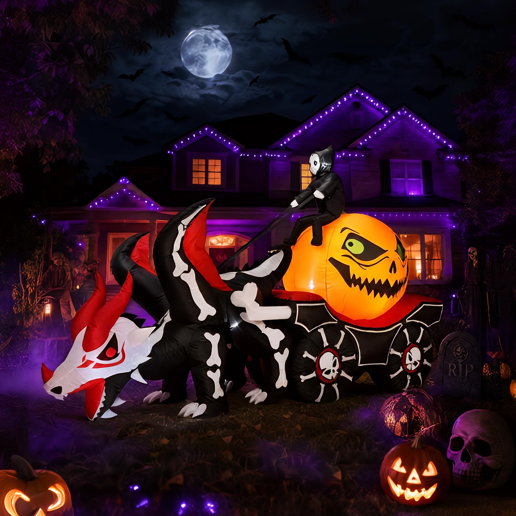 زينة الهالوين القابلة للنفخ عل - مراجعة Halloween Pumpkin Decor Led وسعره