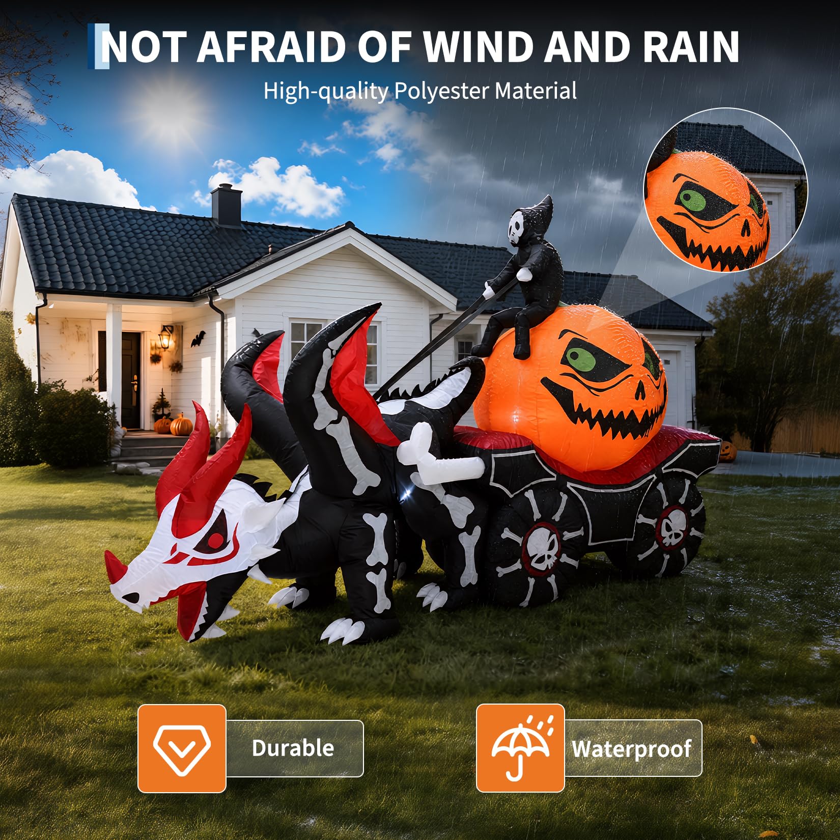 زينة الهالوين القابلة للنفخ عل - مراجعة Halloween Pumpkin Decor Led وسعره