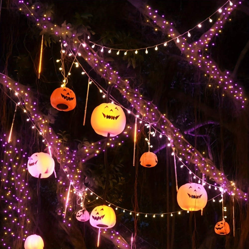 1 قطعة من أضواء الهالوين الشمس - مراجعة Halloween Led String Lights Orange وسعره