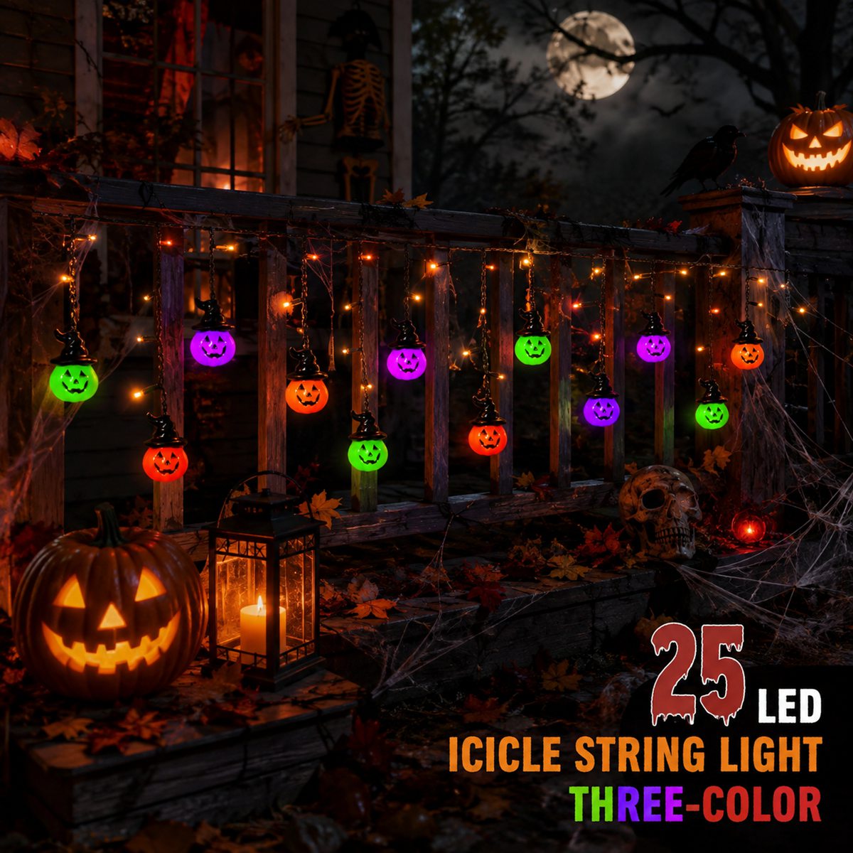 قطعة واحدة من أضواء الهالوين ا - مراجعة Halloween Led String Lights Orange وسعره