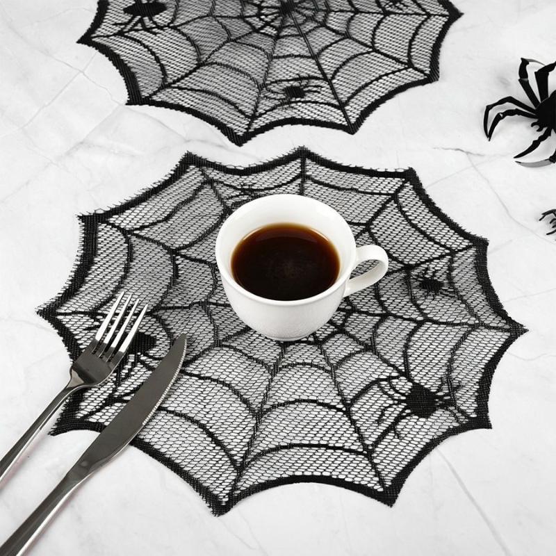 قطعتان/أربع قطع من مفرش الطاول - مراجعة Spider Web Halloween Decoration وسعره