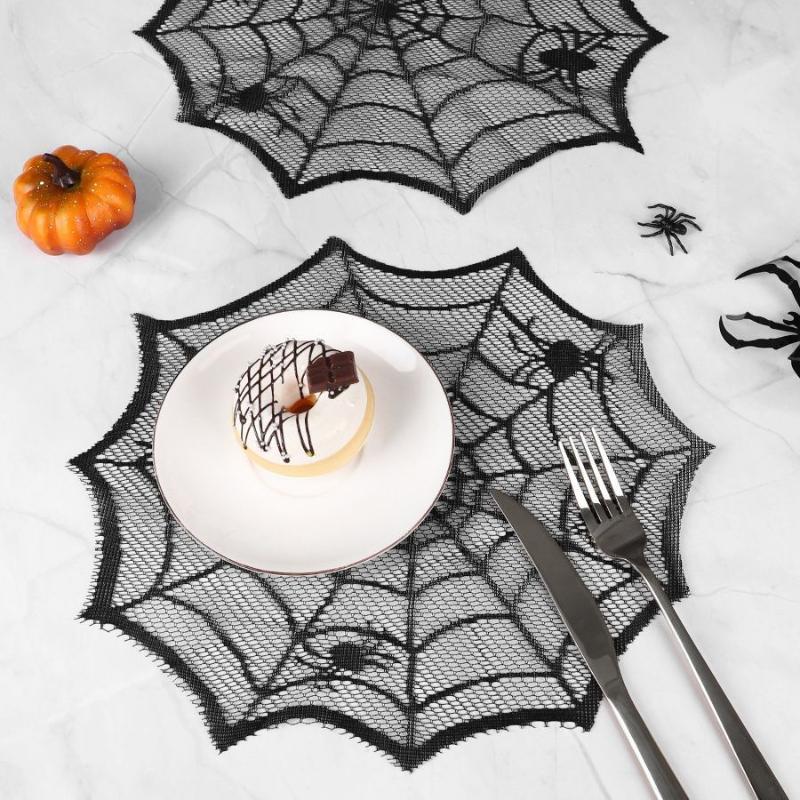 قطعتان/أربع قطع من مفرش الطاول - مراجعة Spider Web Halloween Decoration وسعره