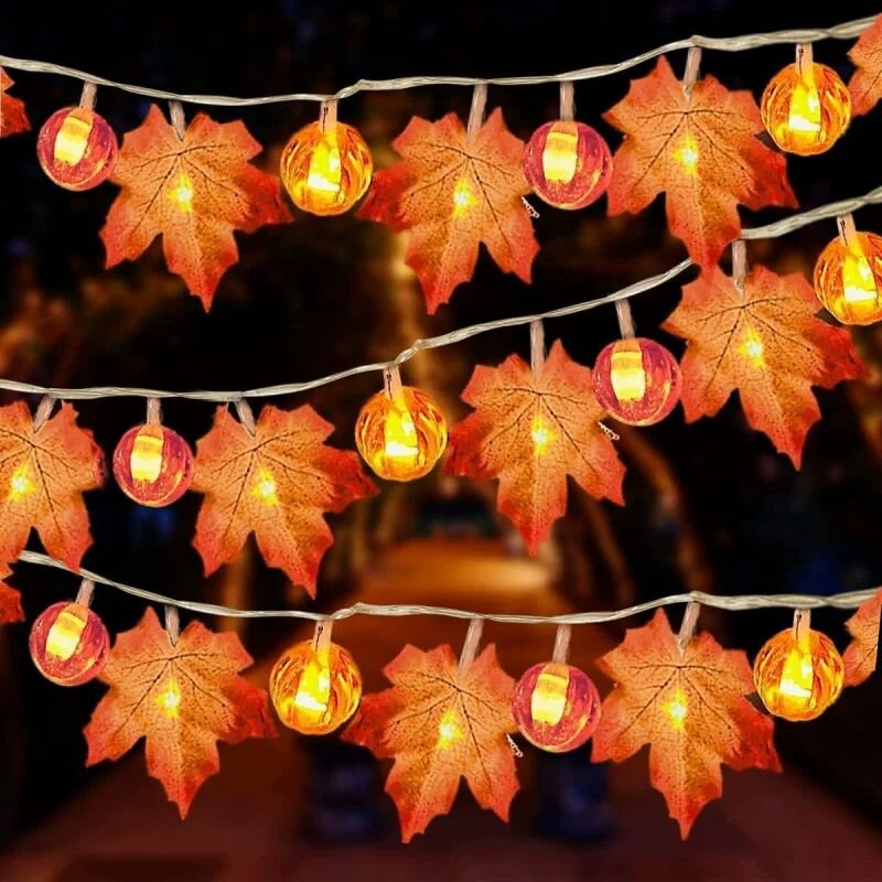 سلسلة أضواء على شكل قرع الهالو - مراجعة Halloween Led String Lights Orange وسعره